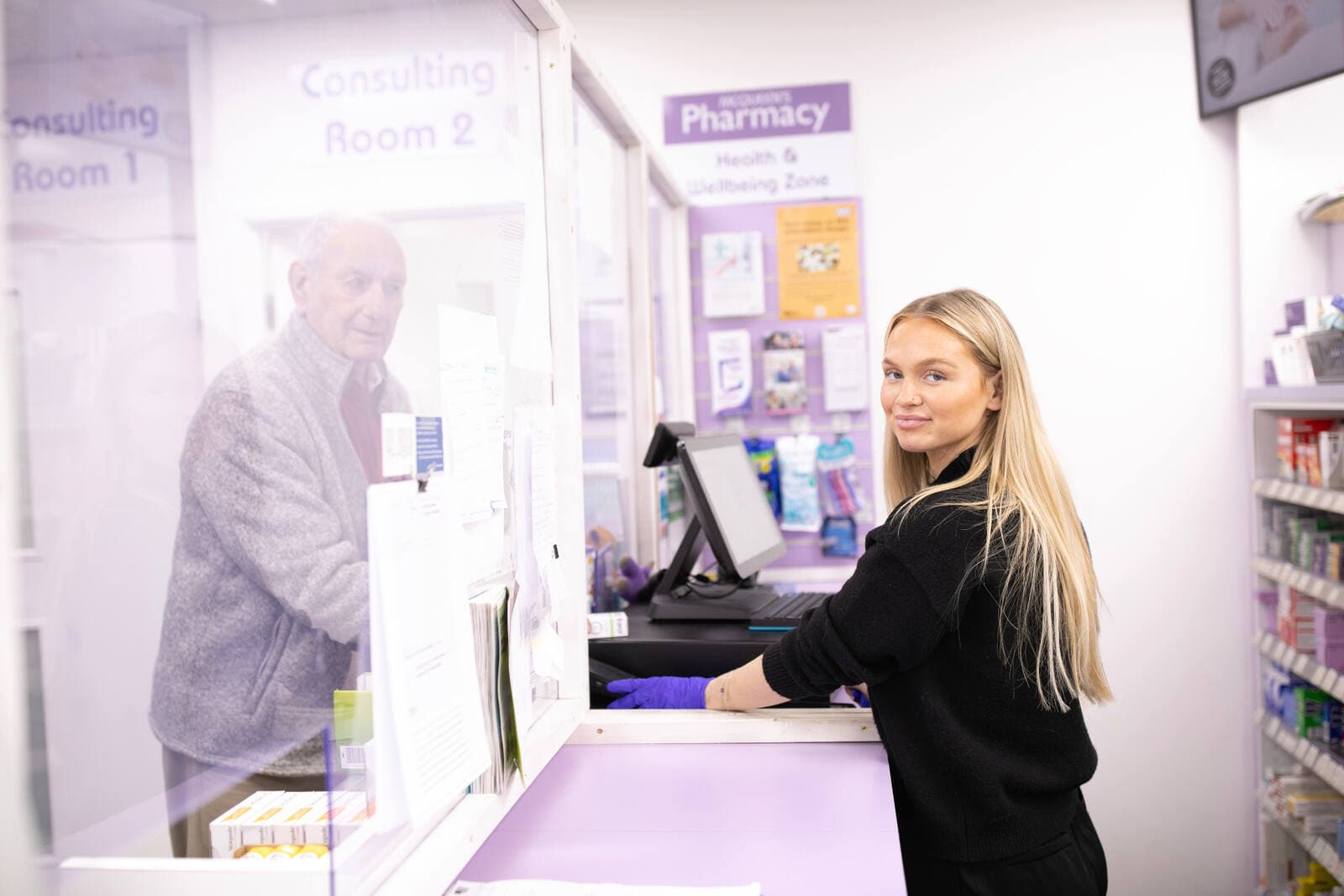 Private consultation at McQueen's Pharmacy
